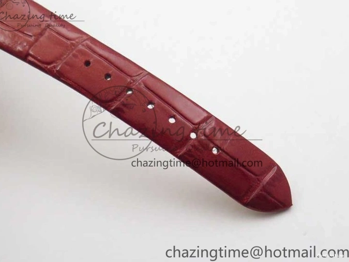 0402 Ladies’ De Ville Trésor Diamond SS 3AF 1:1 Best Edition White Dial On Red Leather Strap Swiss Quartz Snug 7885